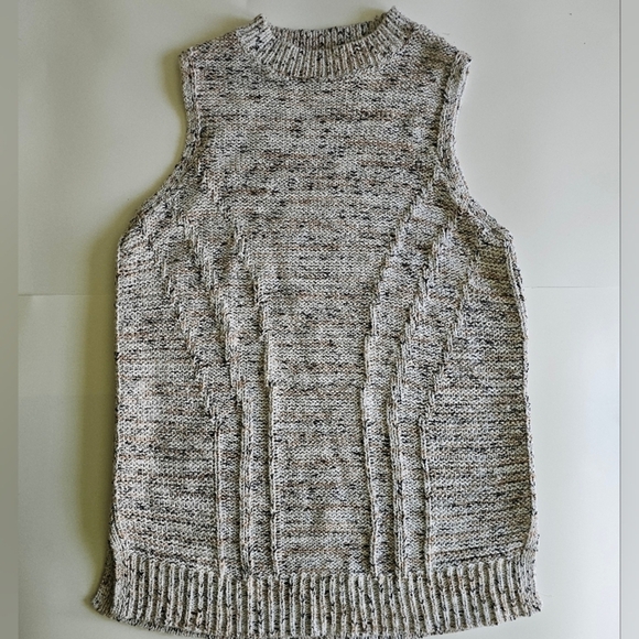 LOFT Marled Natural Sleeveless Soft Knit Sweater Tunic - Picture 6 of 6
